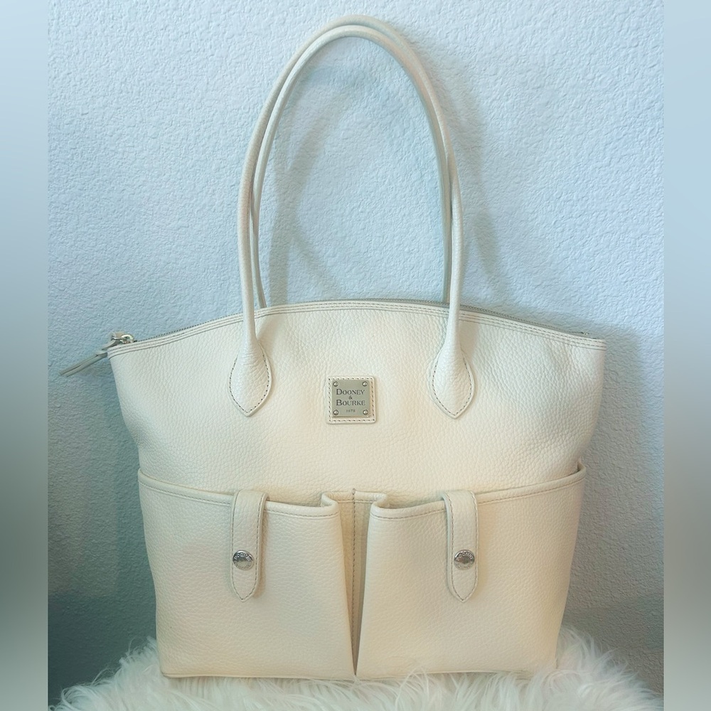Dooney & Bourke Ivory Leather Large Tote - Picture 1 of 8
